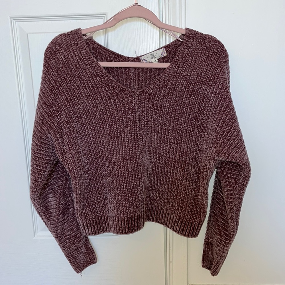Dark Pink Scoop Neck Sweater